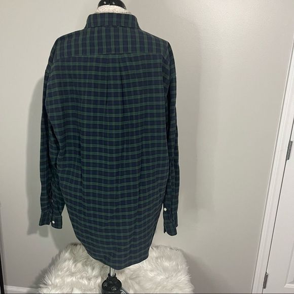 XL Tommy Hilfiger plaid green blue button up shirt long sleeve Mens - Picture 3 of 5